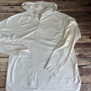 G/Fore G4 Snow White LUXE HOODED 1/4 ZIP Hoodie MID LAYER  LARGE 985